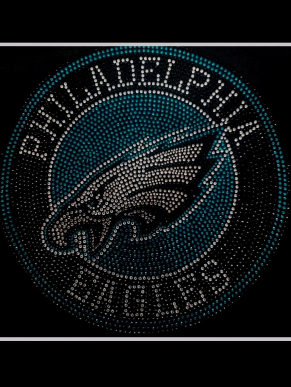 Philadelphia Eagles Black Tee with Teal and Silver Design - Picture 2 of 2